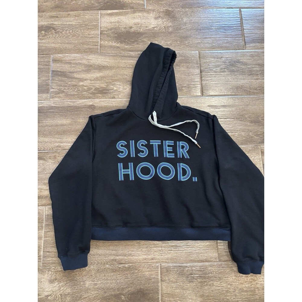 Draper James Women’s Size 6 Hooded “Sisterhood” Sweatshirt Black & Blue EU‎